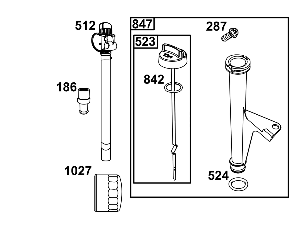 Lubrication Group Diagram and Parts List for 44C777-0012-G1 400000 - 699999 Briggs and Stratton Engine